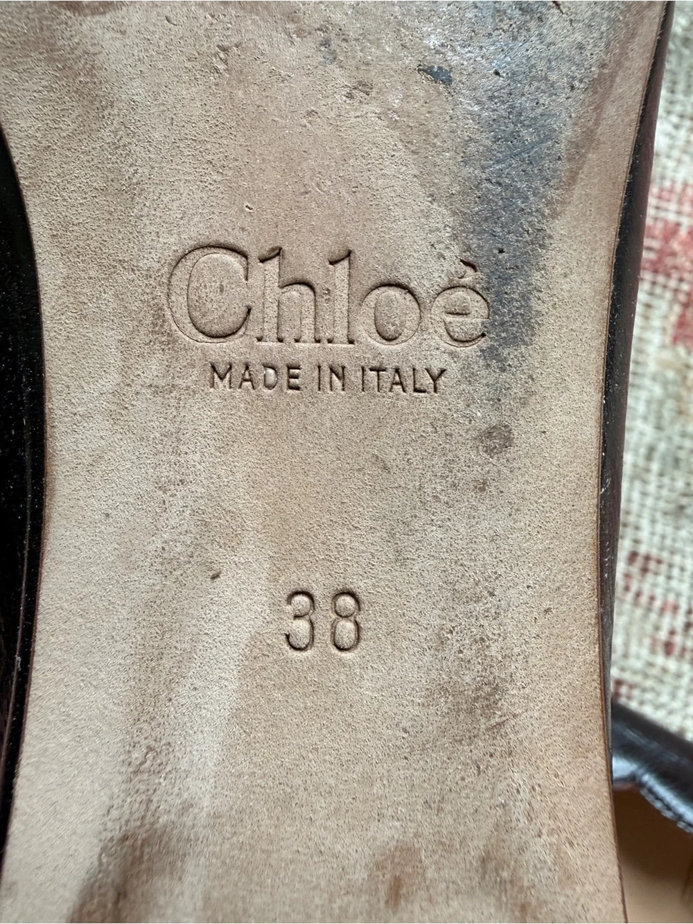 Chloe Scalloped Pointed-Toe Flats in Dark Brown with Nude Insole